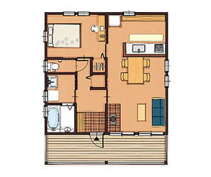 16坪 南玄関プラン 1LDK 間取り図