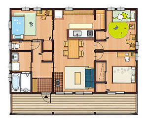 24坪 南玄関プラン 2LDK 間取り図