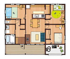 26坪 南玄関プラン 3LDK＋外部ストッカー 間取り図