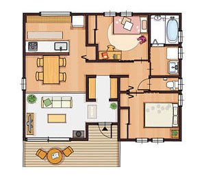 19.5坪 南玄関プラン 2LDK (土間リビング) 間取り図
