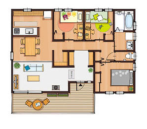 23.4坪 南玄関プラン 3LDK (土間リビング) 間取り図