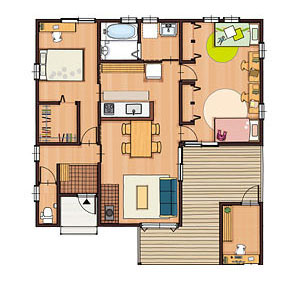 24.3坪 南玄関プラン 2LDK+小屋 間取り図