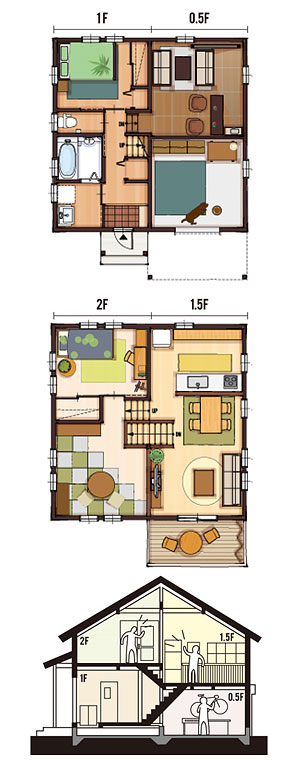 32坪 南玄関プラン 4LDK (桁スキップ) 間取り図