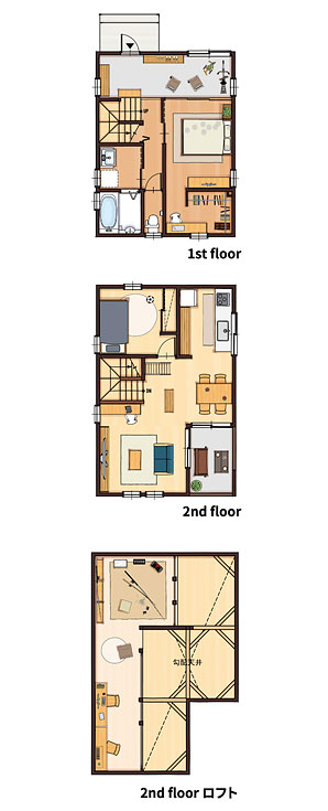 25.5坪 北玄関プラン 2LDK＋ロフト 間取り図